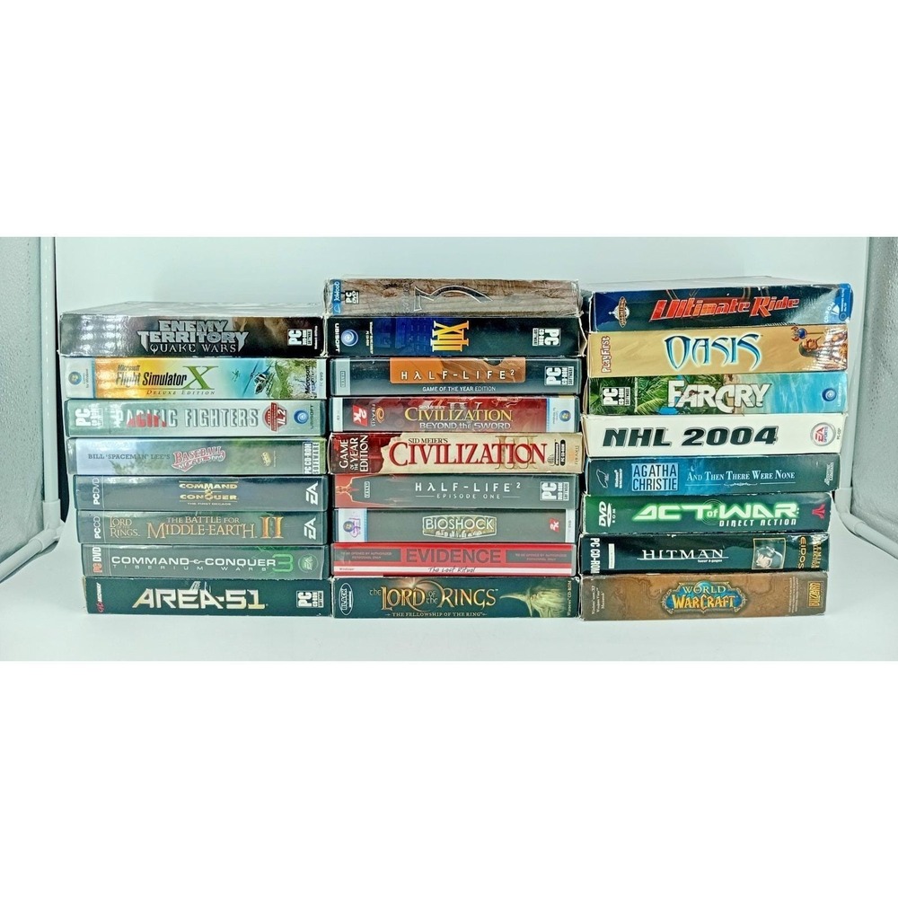 Lot of 25 PC Games‎ – Medium Box Far Cry / Half-Life / Area 51 / NHL / Hitman